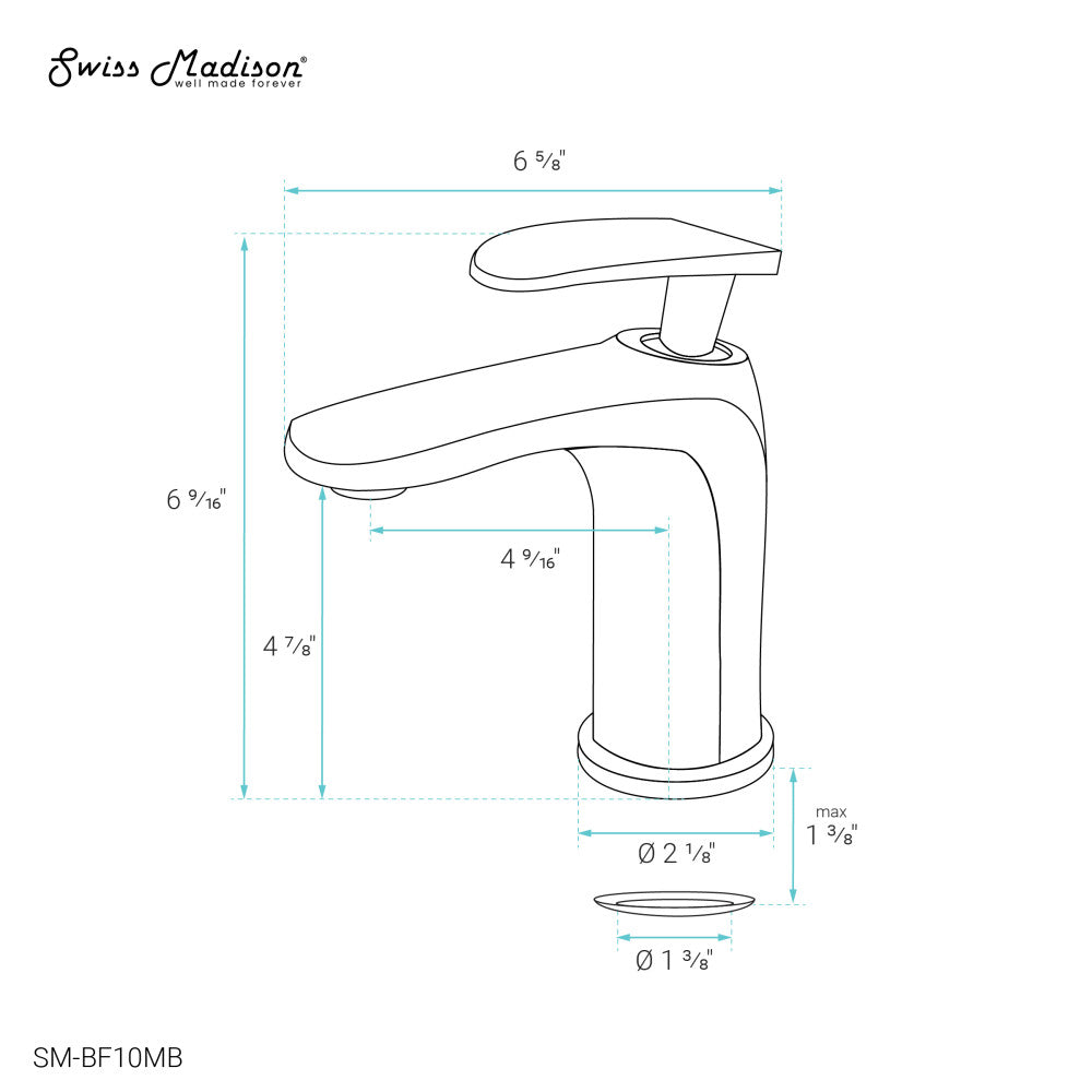 Sublime Single Hole, Single-Handle, Bathroom Faucet in Matte Black