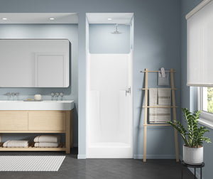 MAAX 103000-000-006 32S 32 x 34 AcrylX Alcove Center Drain One-Piece Shower in Sterling Silver