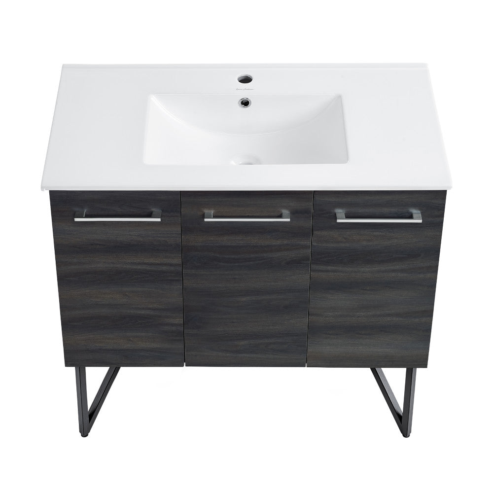 Annecy 36 Single, Black Walnut, Two Doors, One Drawer, Bathroom Vanity