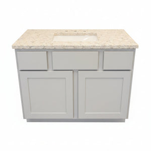 43" Glorious KCD Light Grey with Custom Quartz Top Bathroom Vanity