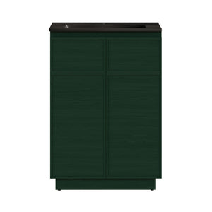 St. Tropez 24" Freestanding Bathroom Vanity in Green Oak with Black Sink Top