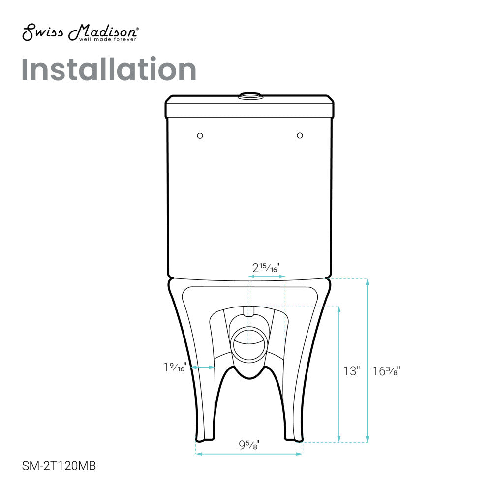 Calice Two-Piece Elongated Rear Outlet Toilet Dual-Flush 0.8/1.28 gpf in Matte Black