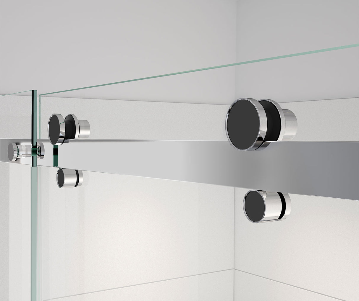 MAAX 138465-900-350-000 Vela 44 ½-47 x 78 ¾ in. 8mm Sliding Shower Door with Towel Bar for Alcove Installation with Clear glass in Chrome and Matte Black
