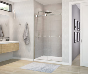 MAAX 136272-900-290-000 Duel 56-58 ½ x 70 ½-74 in. 8 mm Bypass Shower Door for Alcove Installation with Clear glass in Brushed Nickel & Matte White