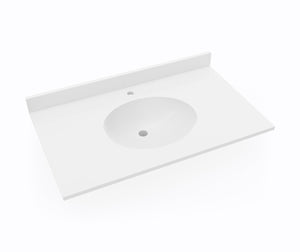 Swanstone VT1B1937 Ellipse 19 x 37 Single Bowl Vanity Top in White VT01937.010