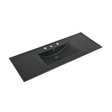 48 inch Ceramic Vanity Sink Top in Matte Black with 3 Holes