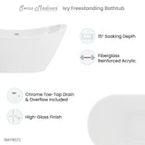 Ivy 67" Double Slipper Freestanding Bathtub