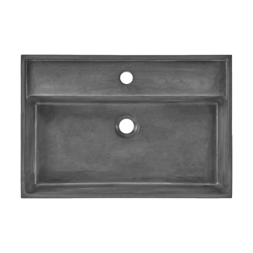 Lisse 16" Square Concrete Vessel Bathroom Sink in Dark Grey