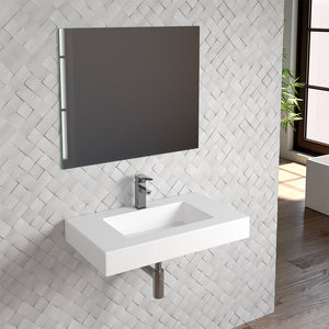 DAX Bayside Solid Surface Single Vanity Top with Integrated Basin, 28", Matte White DAX-AMB0328