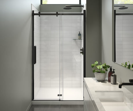 MAAX 138950-900-340-000 Halo Pro 44 ½-47 x 78 ¾ in. 8mm Sliding Shower Door for Alcove Installation with Clear glass in Matte Black