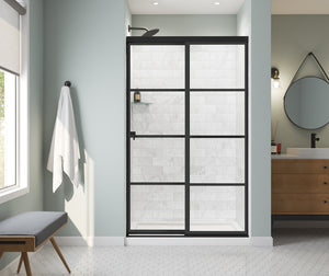 MAAX 135331-972-340-000 Incognito 76 Shaker 44-47 x 76 in. 8mm Bypass Shower Door for Alcove Installation with Shaker glass in Matte Black