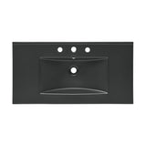 36 inch Ceramic Vanity Sink Top in Matte Black with 3 Holes