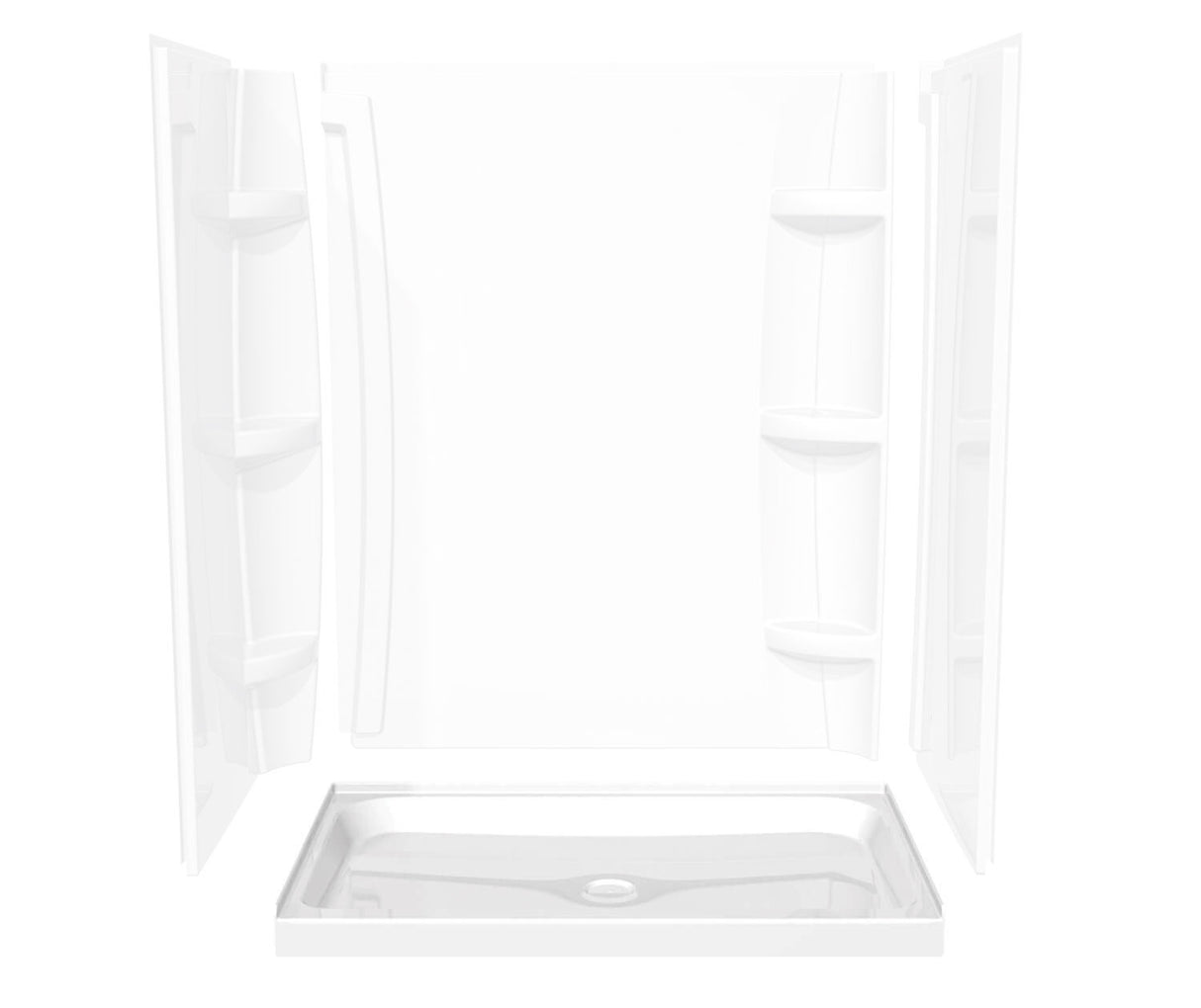 MAAX 105716-000-001-000 Rectangular Base 6042 3 in. Acrylic Alcove Shower Base with Center Drain in White