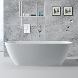 DAX Solid Surface Oval Freestanding Bathtub, Matte White BT-AB-B037