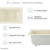 Voltaire 48" X 32" Left-Hand Drain Alcove Bathtub in Bisque