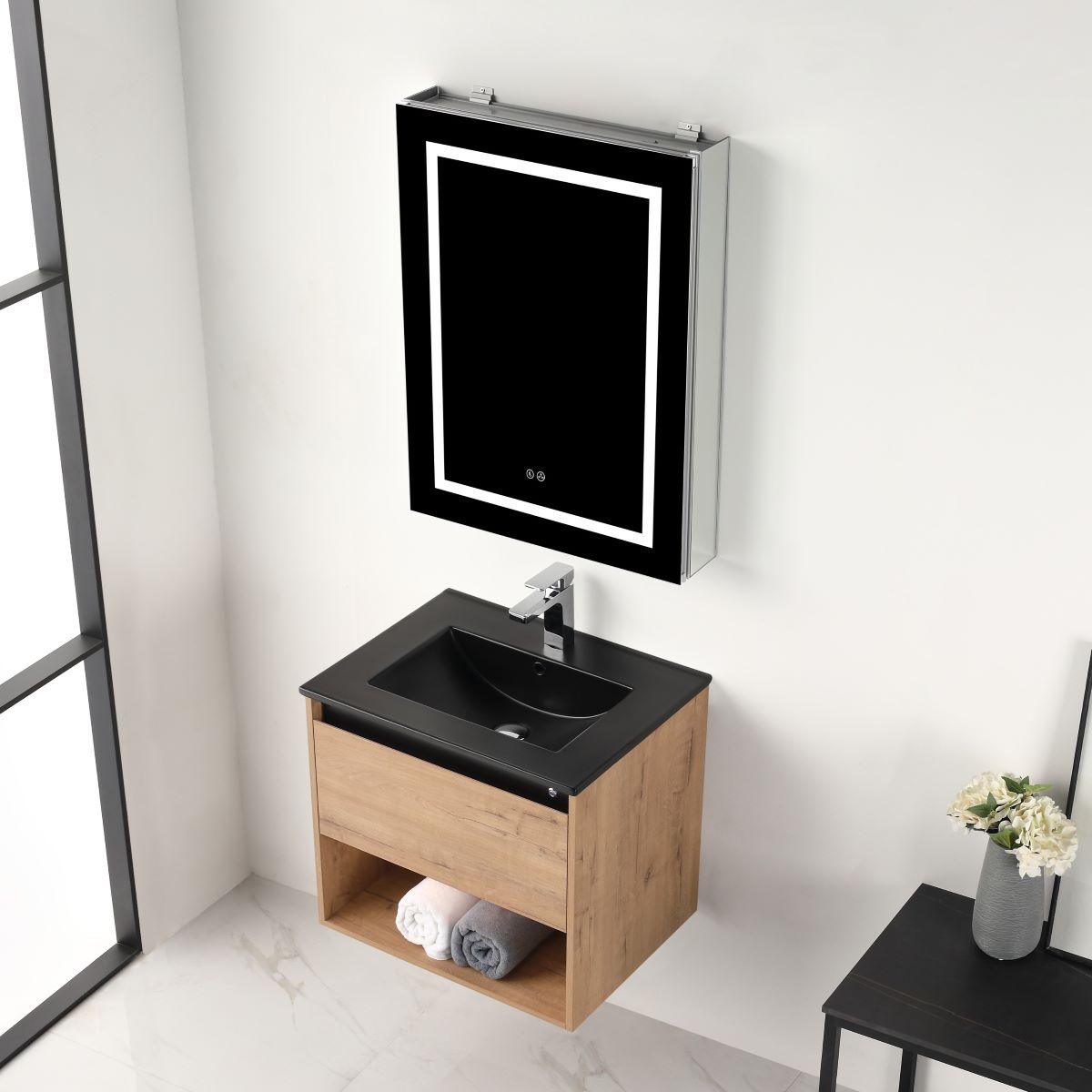 Blossom Bergen 24" Vanity with Dual LED Illumination - Adjustable Lighting and Soft-Closing Drawer