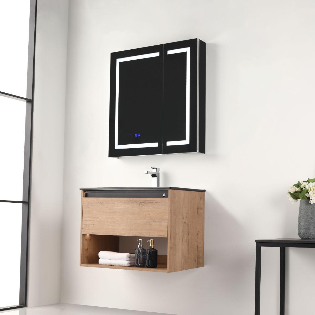 Blossom Bergen 30" Vanity with Dual LED Illumination - Adjustable Lighting and Sleek Storage Design