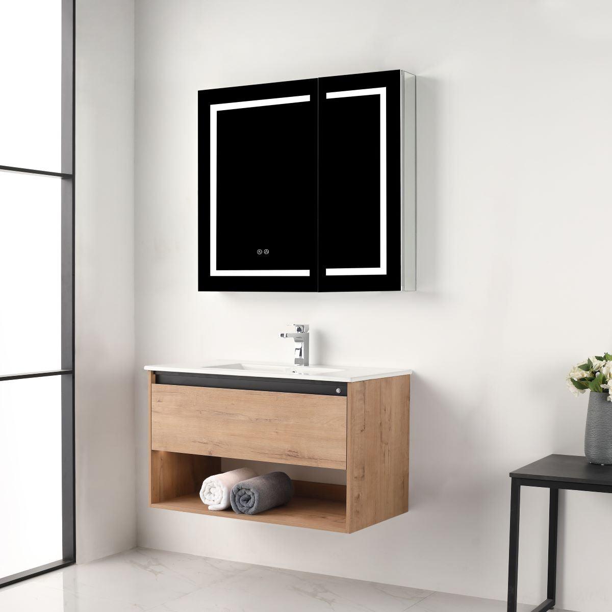 Blossom Bergen 36" Vanity with Dual LED Illumination - Adjustable Lighting and Soft-Close Drawer