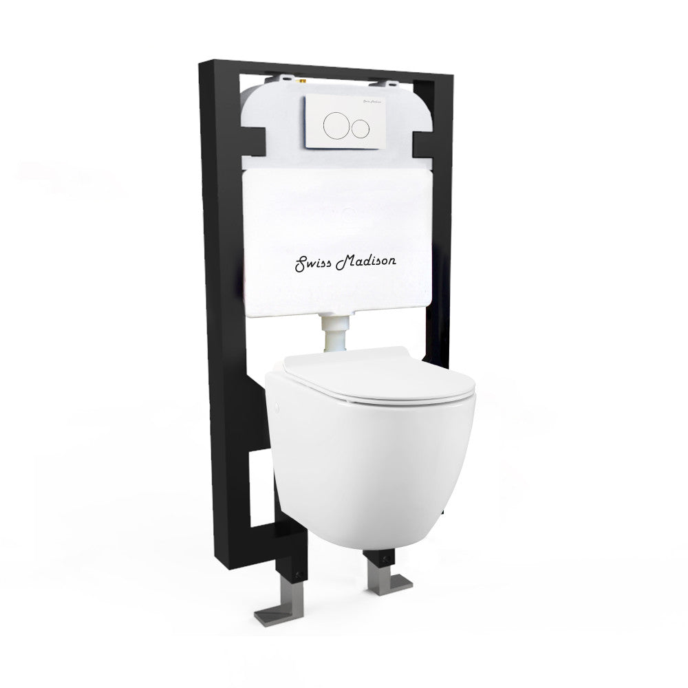 Swiss Madison Well Made Forever SM-WK449-01W - St. Tropez Wall Hung Toilet Bundle, Glossy White