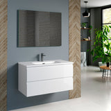 DAX Pasadena Engineered Wood and Porcelain Basin Single Vanity Cabinet, 36", Glossy White DAX-PAS013611-ONX