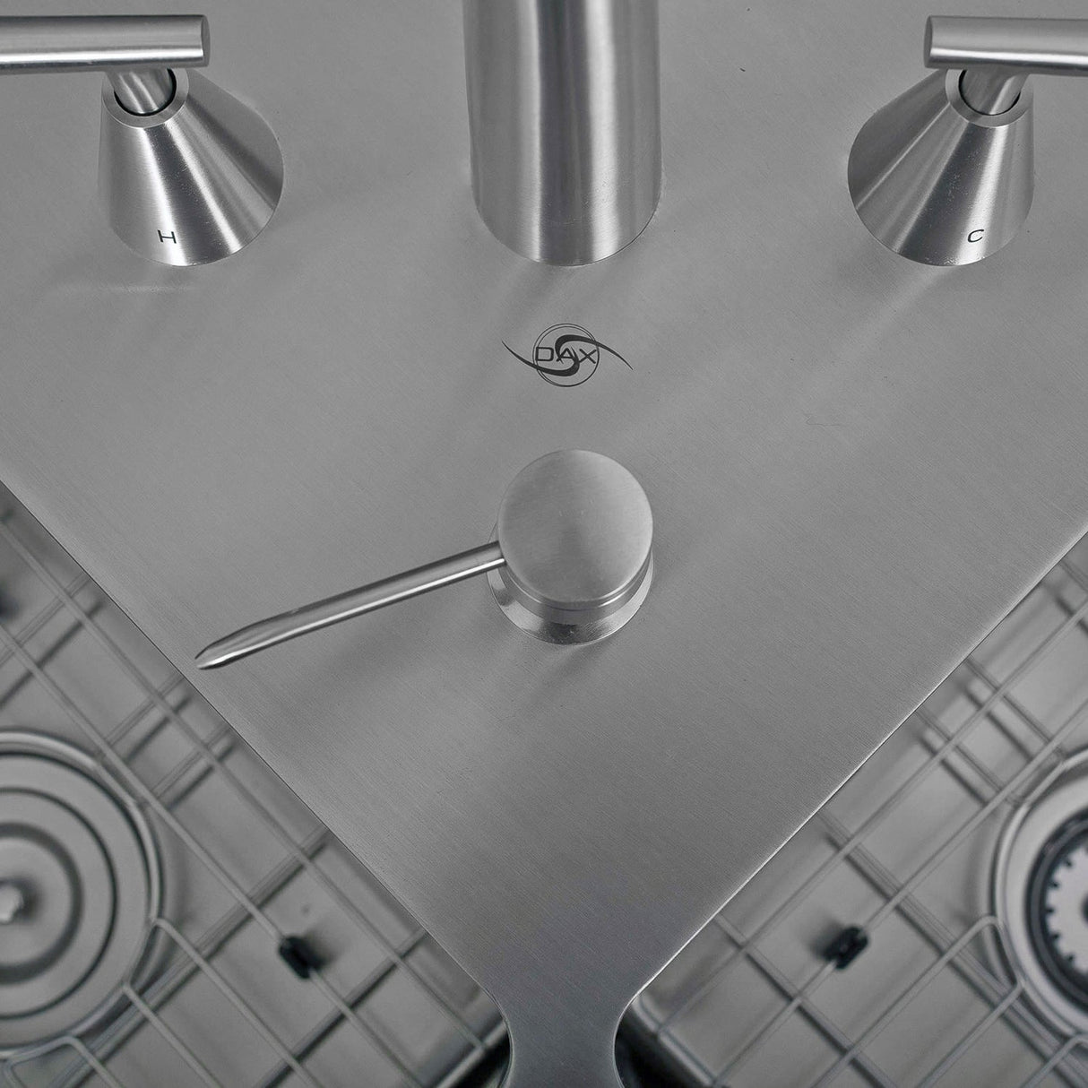 DAX Stainless Steel Handmade Corner Double Bowl Top Mount Kitchen Sink, Brushed Stainless Steel DAX-334