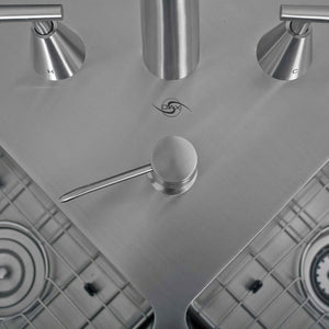 DAX Stainless Steel Handmade Corner Double Bowl Top Mount Kitchen Sink, Brushed Stainless Steel DAX-334