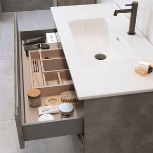 DAX Pasadena Engineered Wood and Porcelain Onix Basin with Vanity Cabinet, 40", Cement DAX-PAS014081-ONX