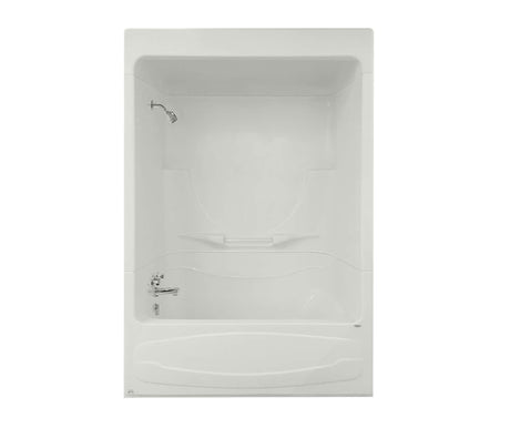 MAAX 105620-091-001-107 Figaro I AFR 59 x 33 Acrylic Alcove Right-Hand Drain Three-Piece 10 Microjets Tub Shower in White