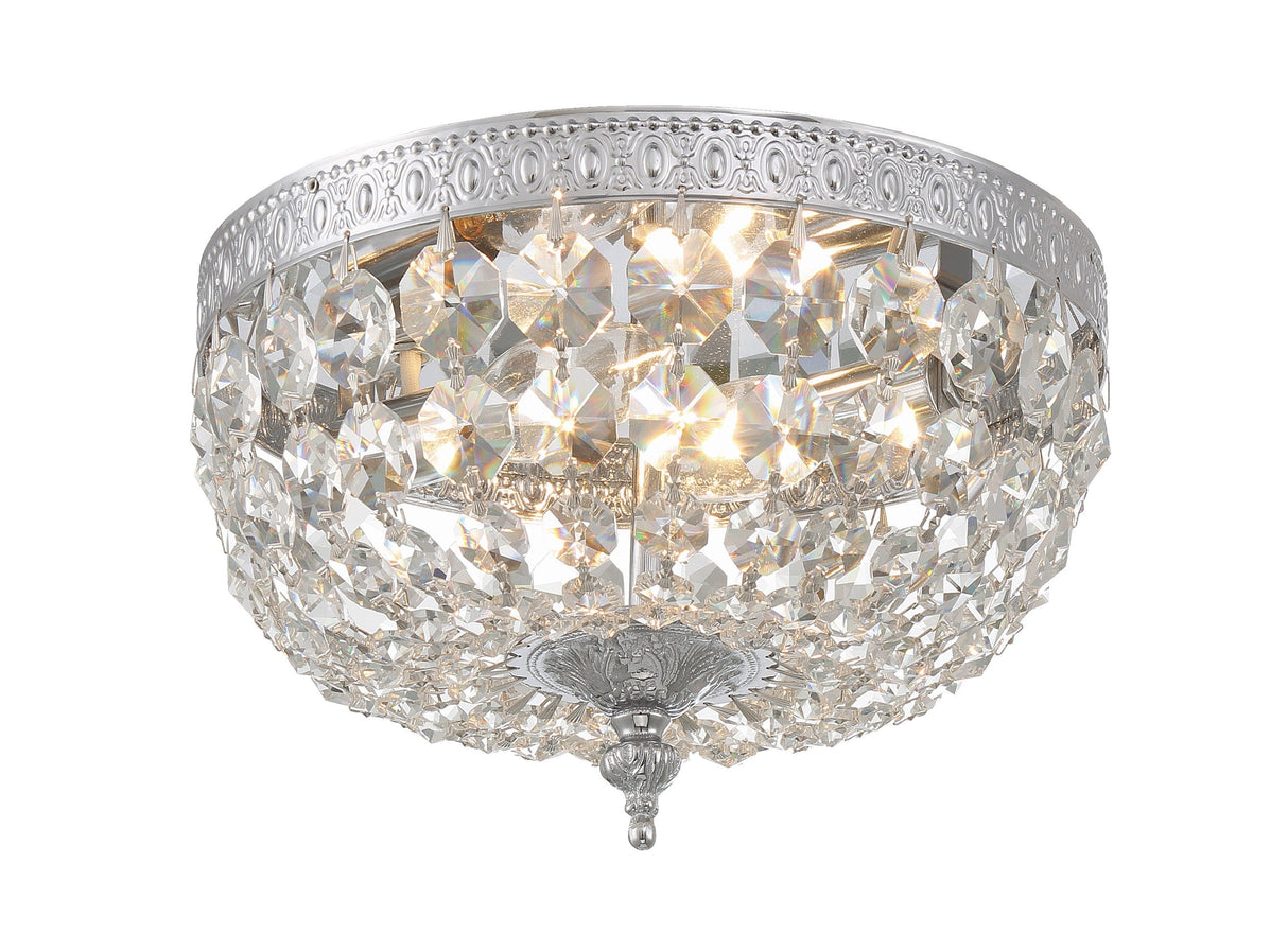 Crystorama 2 Light Clear Italian Crystal Polished Chrome Flush Mount 708-CH-CL-I