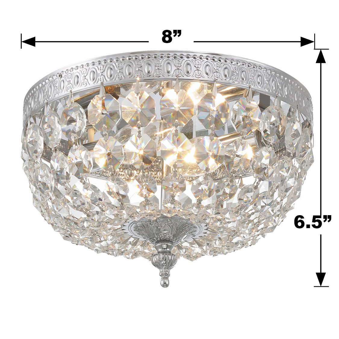 Crystorama 2 Light Clear Italian Crystal Polished Chrome Flush Mount 708-CH-CL-I