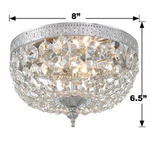 Crystorama 2 Light Clear Italian Crystal Polished Chrome Flush Mount 708-CH-CL-I