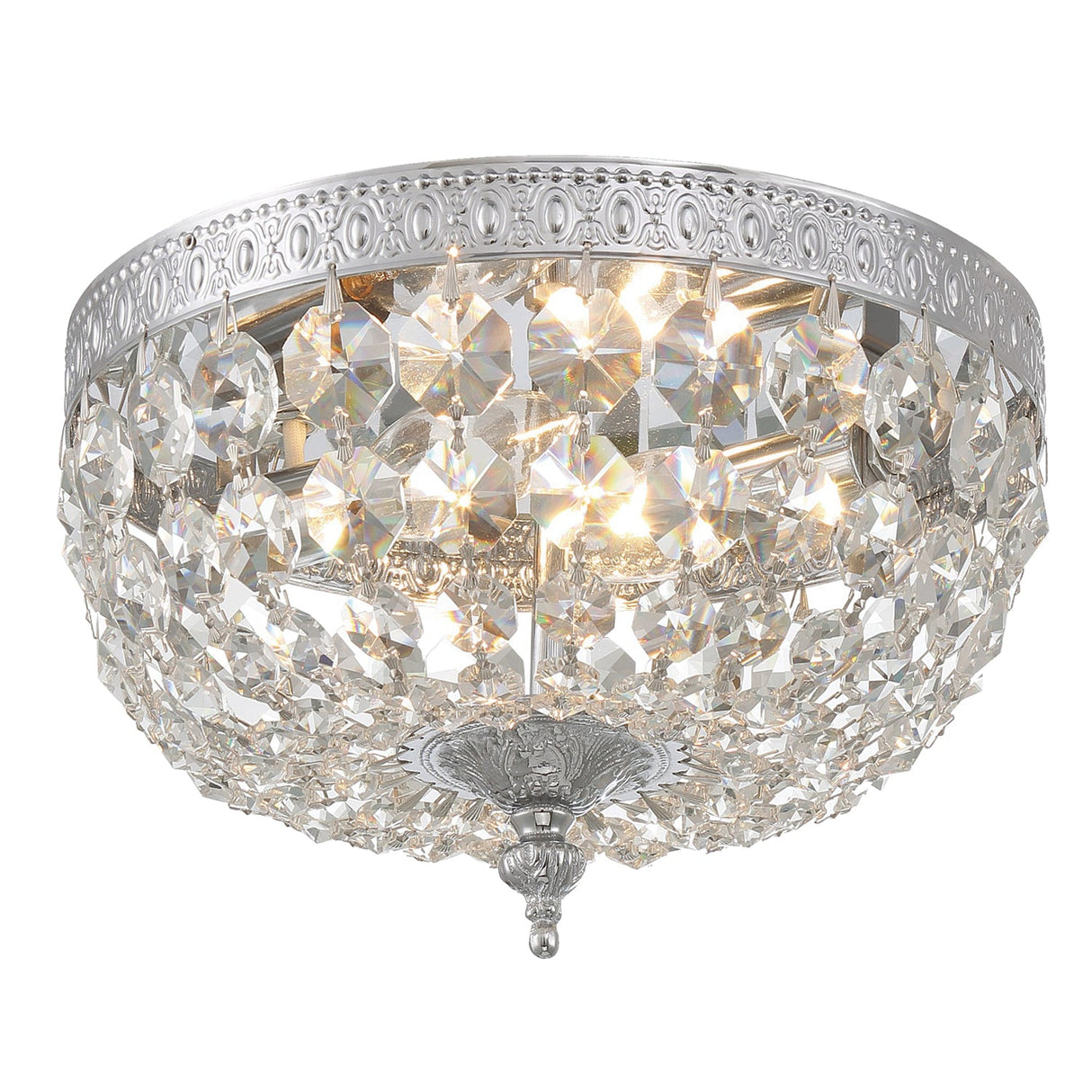 Crystorama 2 Light Clear Italian Crystal Polished Chrome Flush Mount 708-CH-CL-I