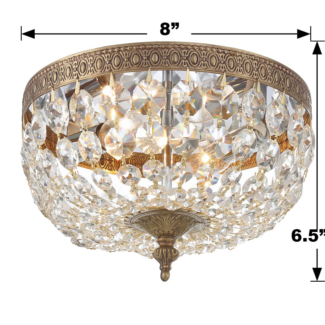 Crystorama 2 Light Clear Italian Crystal Polished Chrome Flush Mount 708-CH-CL-I
