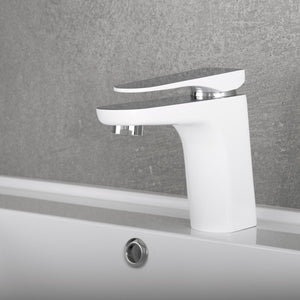 DAX Brass Single Handle Bathroom Faucet, White DAX-805A-CW