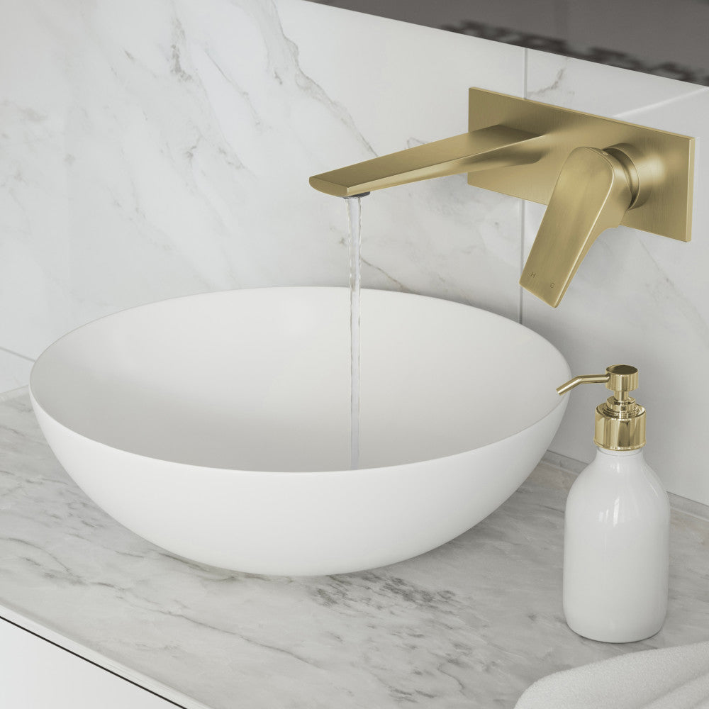 Monaco Single-Handle, Wall-Mount, Bathroom Faucet in Brushed Gold