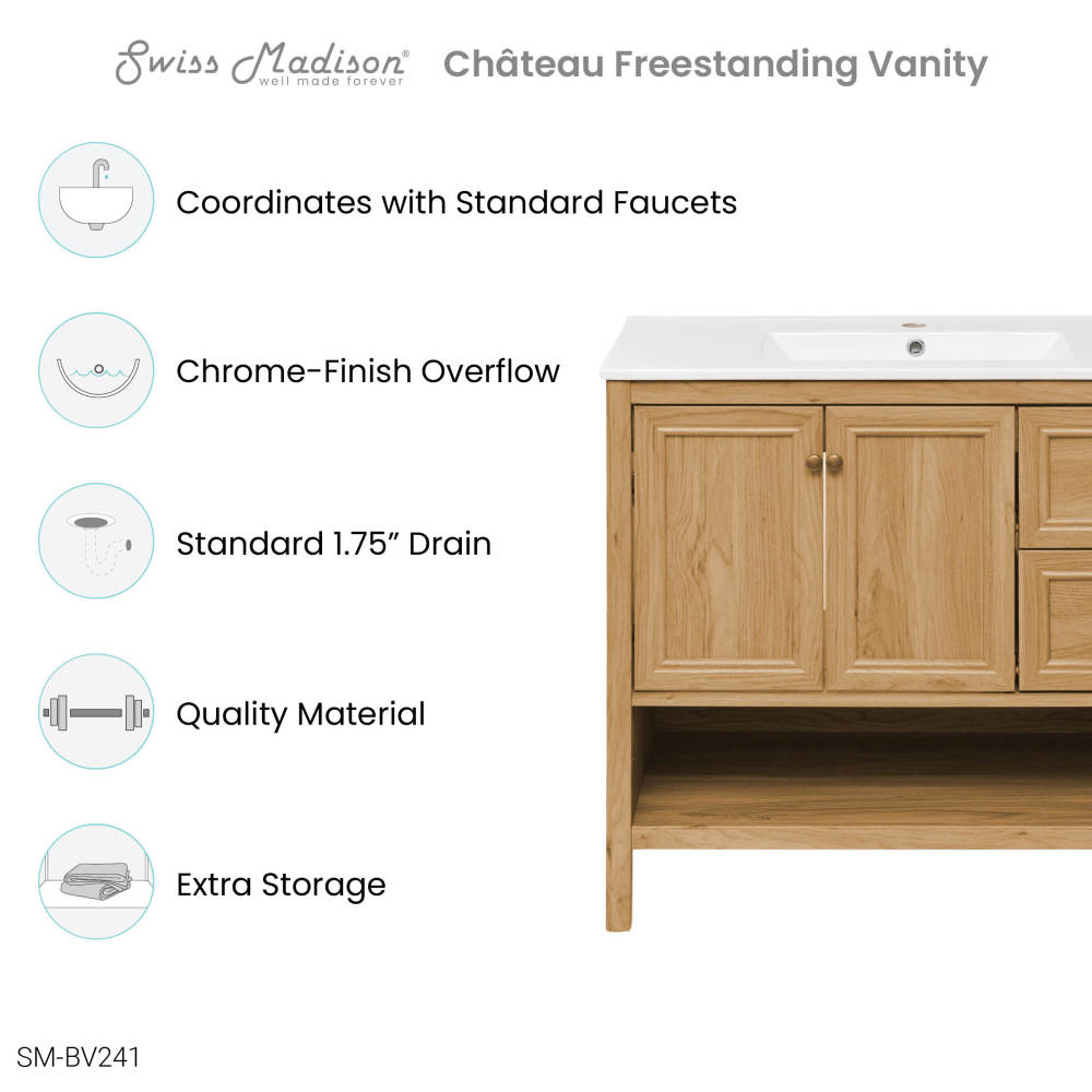 Chateau 36" Bathroom Vanity in Natural Oak