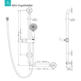 PULSE ShowerSpas 4001R-SSB ErgoSlideBar with Hand Shower, ADA Compliant, Right-Hand Grip, Brushed Stainless Steel