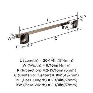 Amerock BH36093G10 Brushed Nickel Towel Bar 18 in (457 mm) Towel Rack Stature Bathroom Towel Holder Bathroom Hardware Bath Accessories