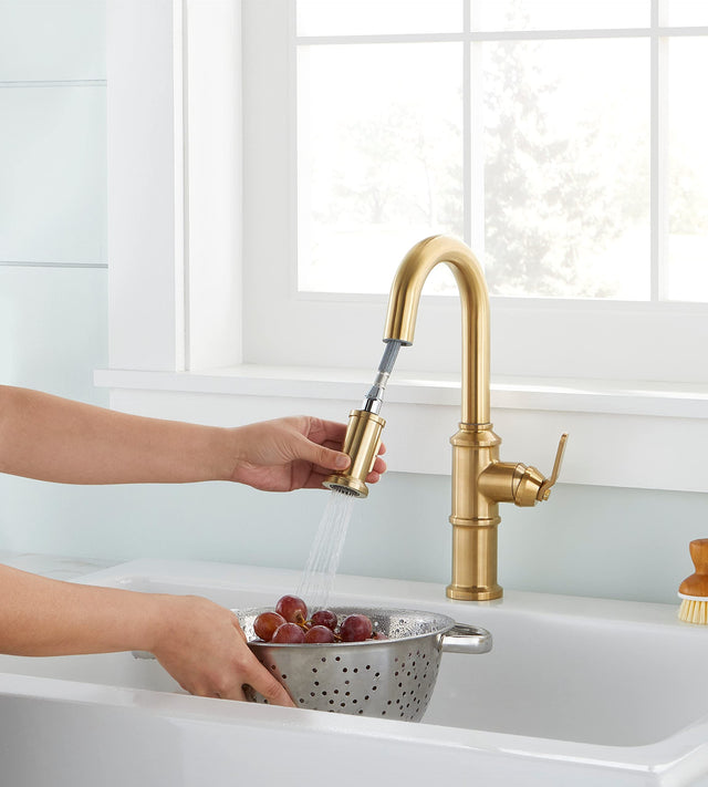 Gerber D150537BB Brushed Bronze Kinzie Single Handle Pull-down Prep Faucet