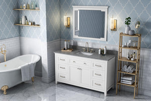 Jeffrey Alexander VKITCHA60SWHBOR 60" White Chatham Vanity, Boulder Cultured Marble Vanity Top, undermount rectangle bowl