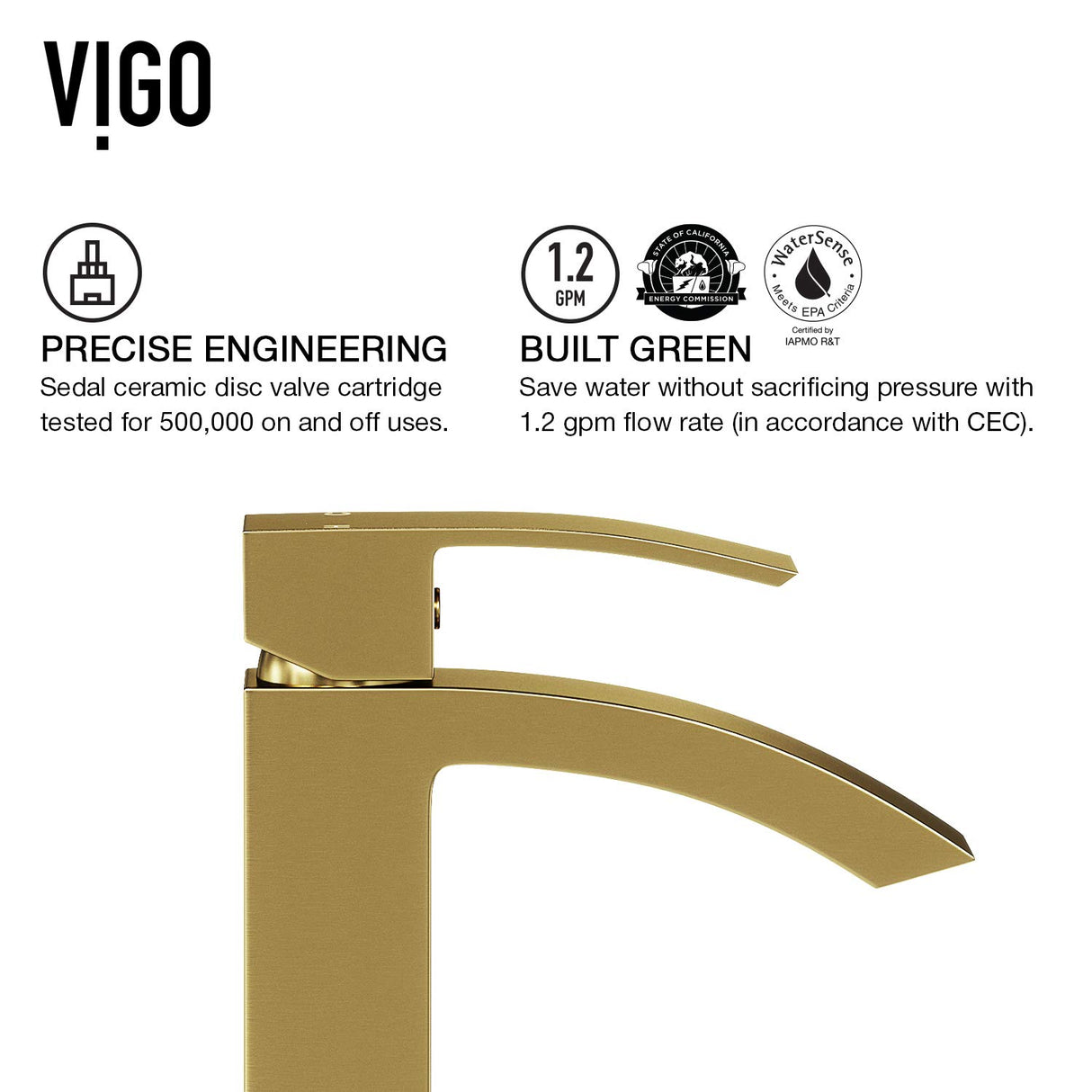 VIGO Satro 7 inch H Single Hole Single Handle Single Hole Bathroom Faucet in Matte Gold - Bathroom Sink Faucet VG01015MG