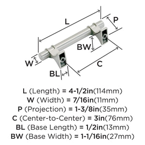 Amerock Cabinet Pull Satin Nickel 3 inch (76 mm) Center to Center Davenport 1 Pack Drawer Pull Drawer Handle Cabinet Hardware