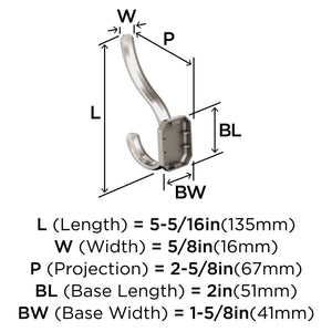 Amerock HBX36693PN Granlyn Double Prong Decorative Wall Hook Polished Nickel Hook for Coats, Hats, Backpacks, Bags Hooks for Bathroom, Bedroom, Closet, Entryway, Laundry Room, Office