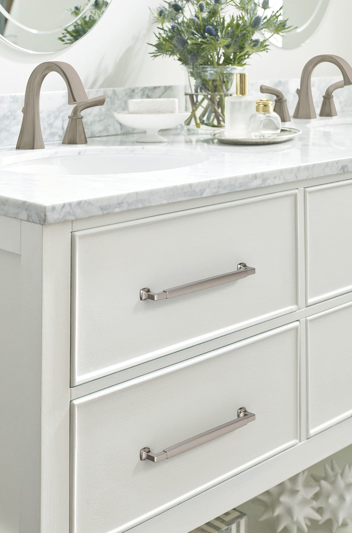 Amerock BP37400G10 Satin Nickel Cabinet Pull 10-1/16 in (256 mm) Center-to-Center Cabinet Handle Stature Drawer Pull Kitchen Cabinet Handle Furniture Hardware