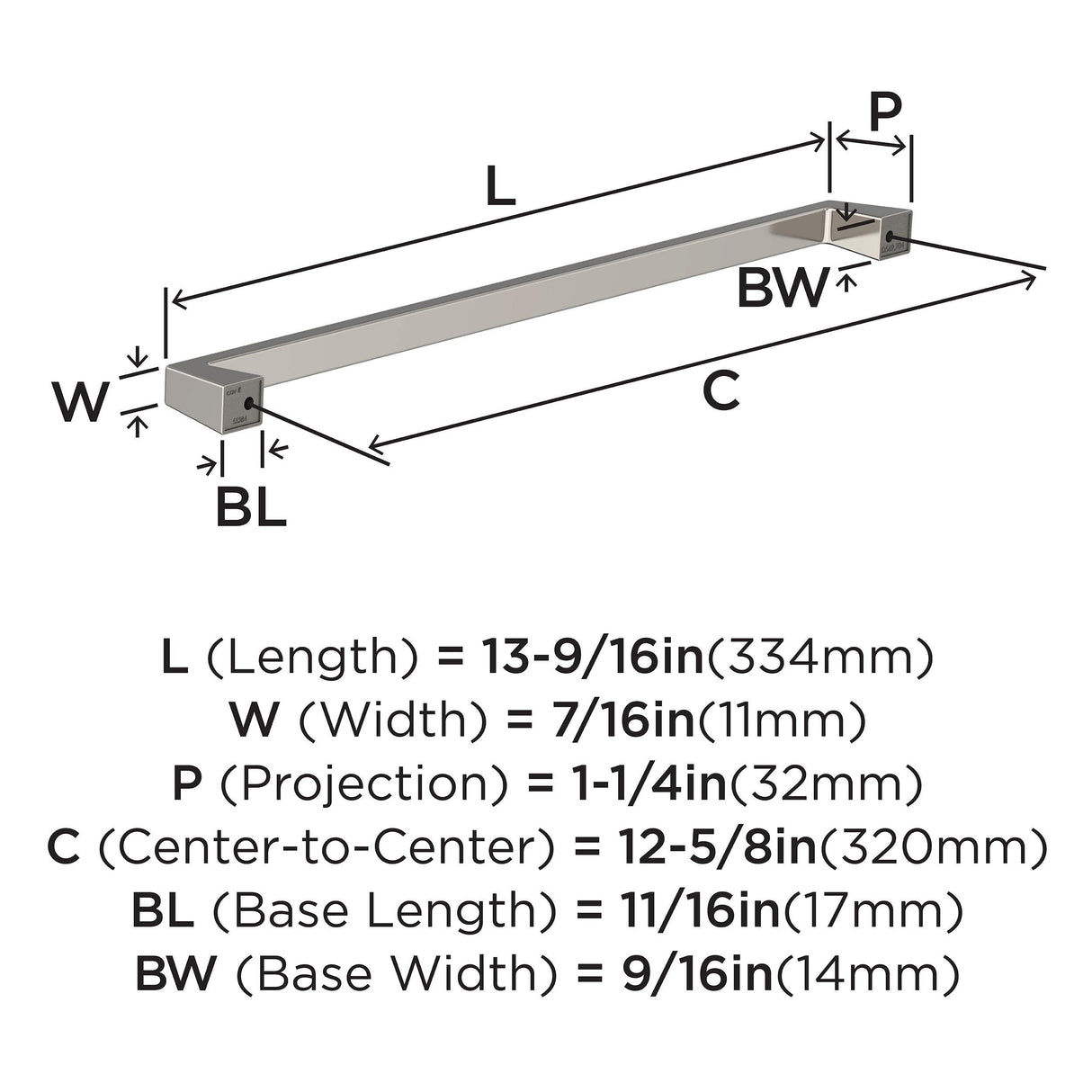 Amerock BP55284PN Polished Nickel Cabinet Pull 12-5/8 in (320 mm) Center-to-Center Cabinet Handle Blackrock Drawer Pull Kitchen Cabinet Handle Furniture Hardware