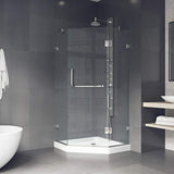 VIGO VG6062BNCL38WS 38.13" -38.13"W -70.38"H Frameless Hinged Neo-angle Shower Enclosure with Clear 0.38" Tempered Glass Stainless Steel Hardware in Brushed Nickel Finish, Reversible Handle and Base