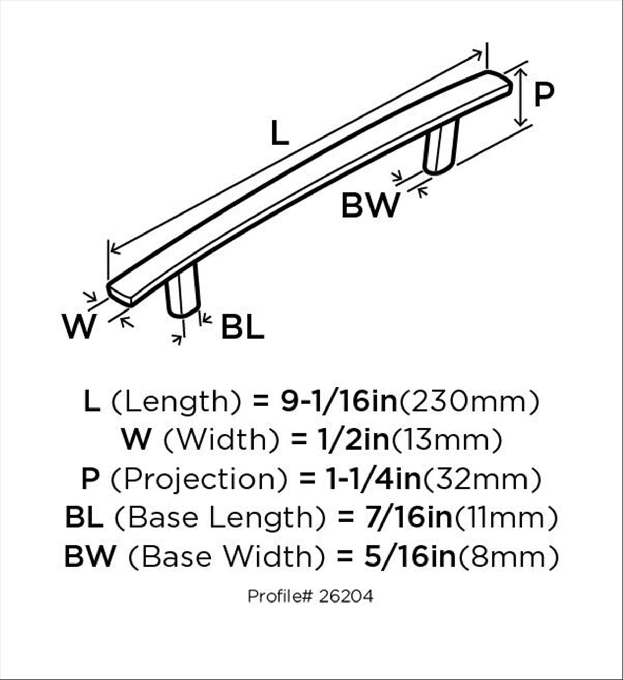 Amerock Cabinet Pull Satin Nickel 6-5/16 inch (160 mm) Center to Center Cyprus 1 Pack Drawer Pull Drawer Handle Cabinet Hardware