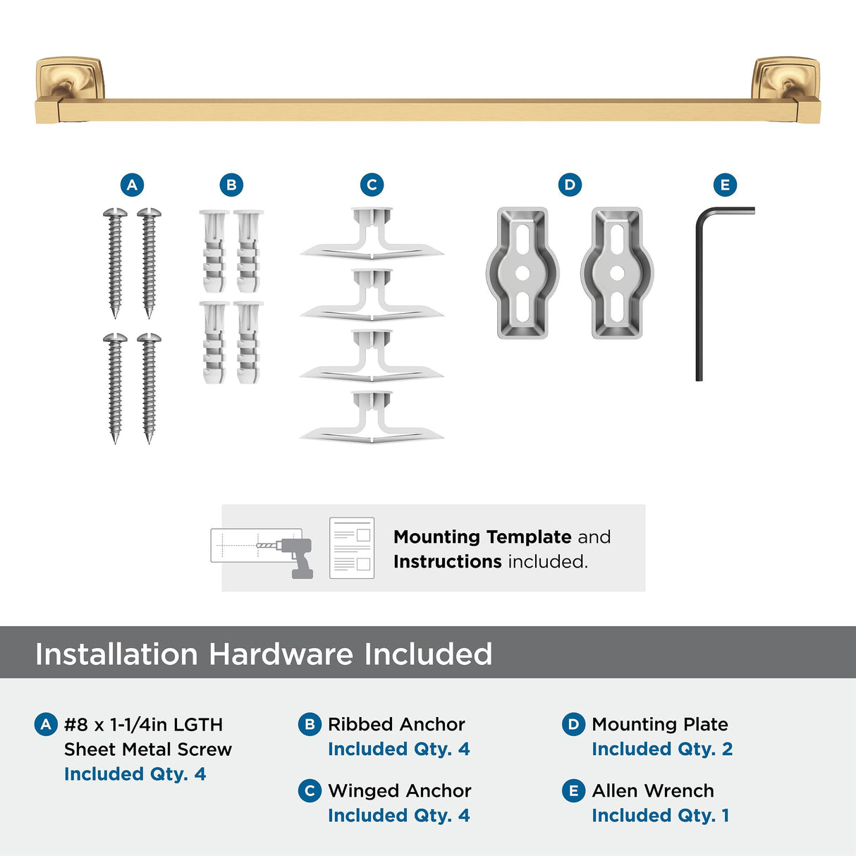 Amerock BH36094CZ Champagne Bronze Towel Bar 24 in (610 mm) Towel Rack Stature Bathroom Towel Holder Bathroom Hardware Bath Accessories
