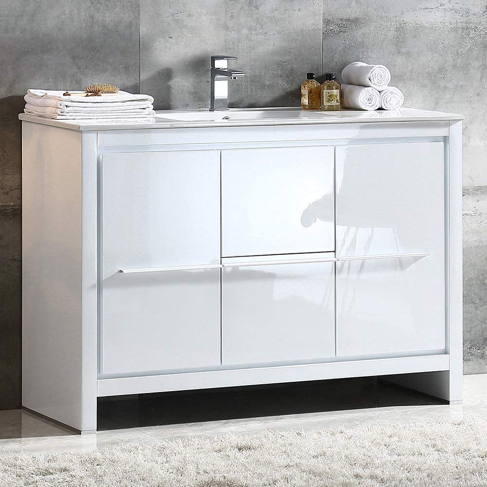 Fresca FCB8148WH-I Fresca Allier 48" White Modern Bathroom Cabinet w/ Sink