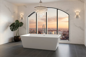 New England Home Goods Greg 71" Extra-Wide Acrylic Rectangular Freestanding Bathtub with Insulation